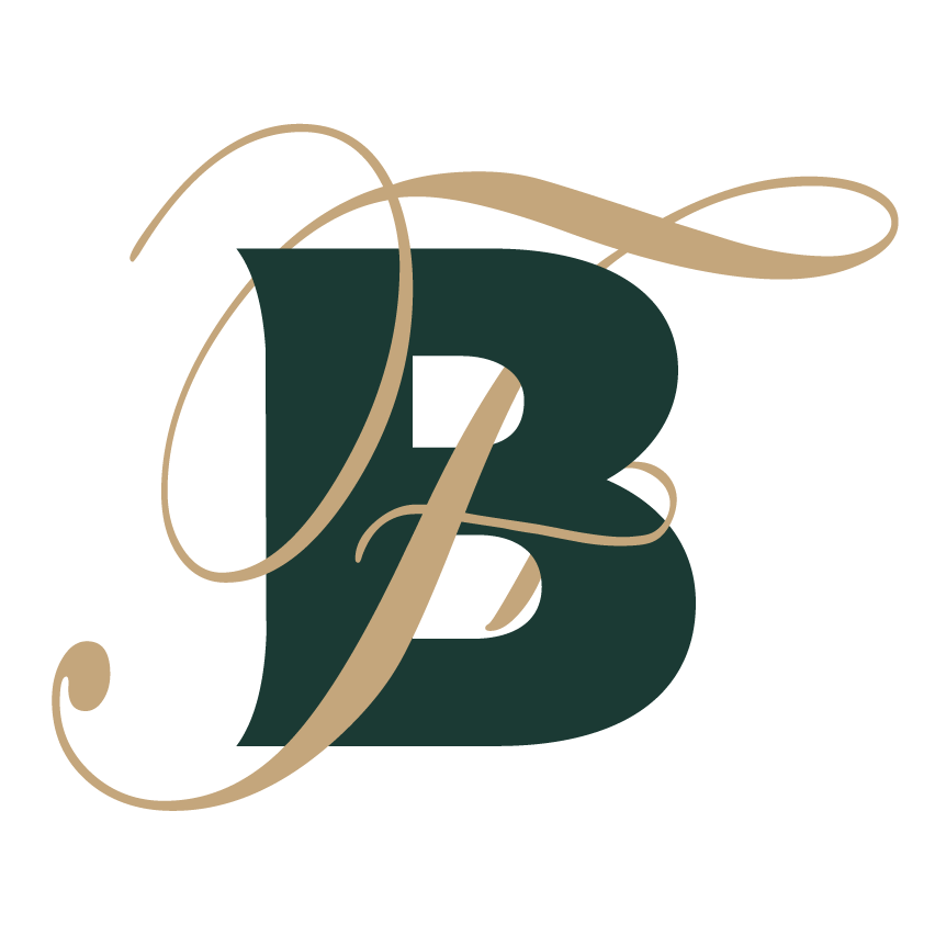 PNG format of Blenheim Fire icon with B in brand green and F, interlocked, in brand gold.