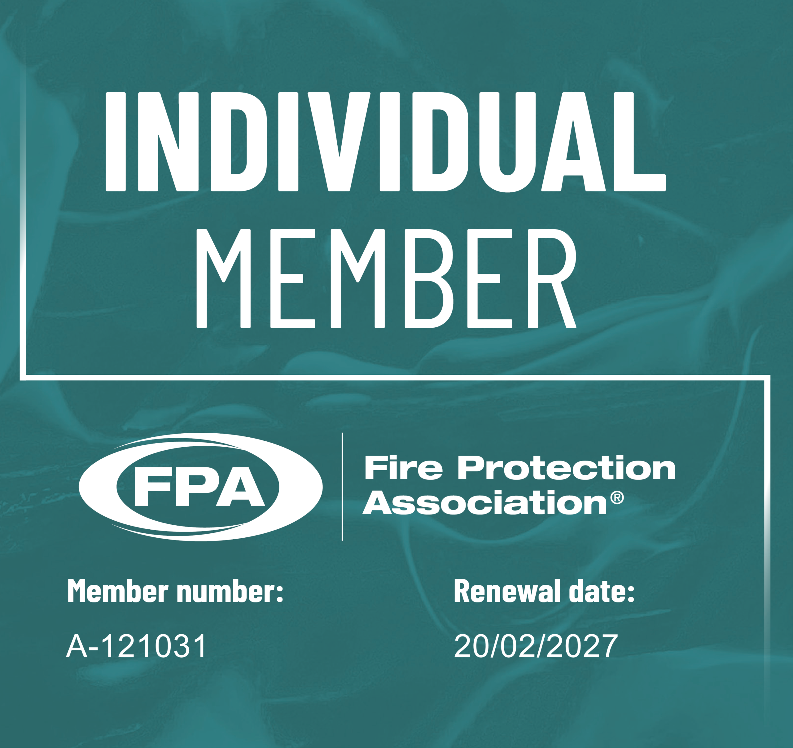 Image of Individual Membership belonging to the Founder of Blenheim Fire by FPA (Fire Protection Association) with his membership number and validity.